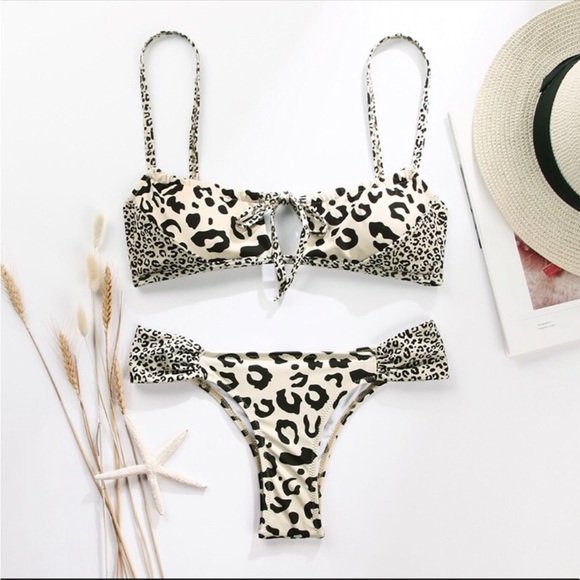 CLOSEOUT FIRM SALE 🌸New!Safari Leopard Black & White Brazilian Bikini - Picture 4 of 5
